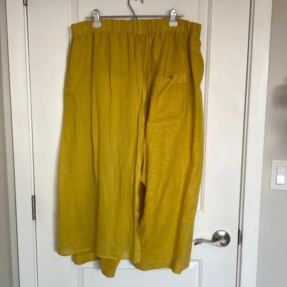 NWOT Banana Blue Aliana Linen Mustard Yellow Pants - Picture 11 of 12